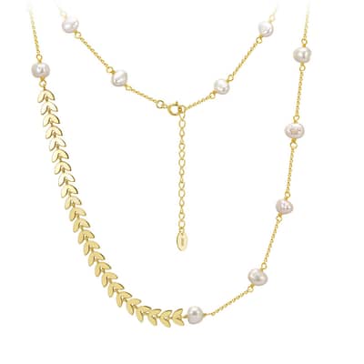 925 Sterling Silver Wheat Chain Collarbone Choker Classic Elegant Baroque Freshwater Pearl Pendant Necklace detail 1