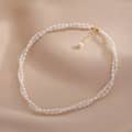 Double Layer Rice Shape Natural Pearl Beaded Necklace Handmade 2