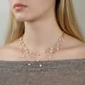 925 Sterling Silver 14K Gold Plated Three Layered Freshwater Pearl Chain Elegant Necklace 2