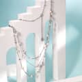 925 Sterling Silver 14K Gold Plated Three Layered Freshwater Pearl Chain Elegant Necklace 4