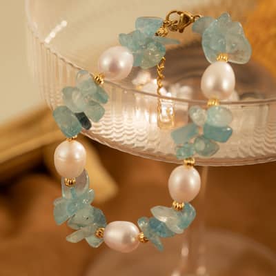 Holiday Handmade Crystal Freshwater Pearl Beads Bracelet Natural Stone Waterproof Friendship Bracelet detail 5