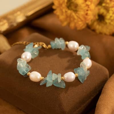 Holiday Handmade Crystal Freshwater Pearl Beads Bracelet Natural Stone Waterproof Friendship Bracelet detail 6
