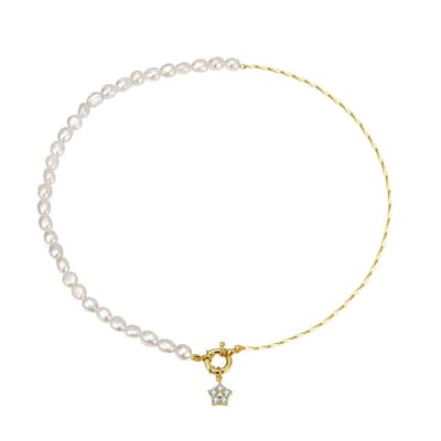 Exquisite 925 Sterling Silver Freshwater Pearl Star Cubic Zirconia Pendant Luxury Necklace detail 5