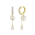925 Silver Baroque Freshwater Pearl Dangle Hoop Earrings Gold Plated Cubic Zirconia Huggie 1