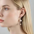 925 Silver Baroque Freshwater Pearl Dangle Hoop Earrings Gold Plated Cubic Zirconia Huggie 2