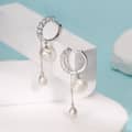 925 Silver Baroque Freshwater Pearl Dangle Hoop Earrings Gold Plated Cubic Zirconia Huggie 3