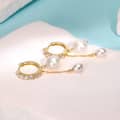 925 Silver Baroque Freshwater Pearl Dangle Hoop Earrings Gold Plated Cubic Zirconia Huggie 4