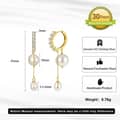 925 Silver Baroque Freshwater Pearl Dangle Hoop Earrings Gold Plated Cubic Zirconia Huggie 5