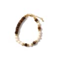 Splicing Design Amber Crystal Tiger Eye Loose Beads Bracelet Handwoven Stainless Steel Freshwater Pearl Bangle 6