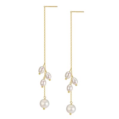 Baroque Freshwater Pearl Tassel Earrings 925 Sterling Silver Gold Plated detail 5