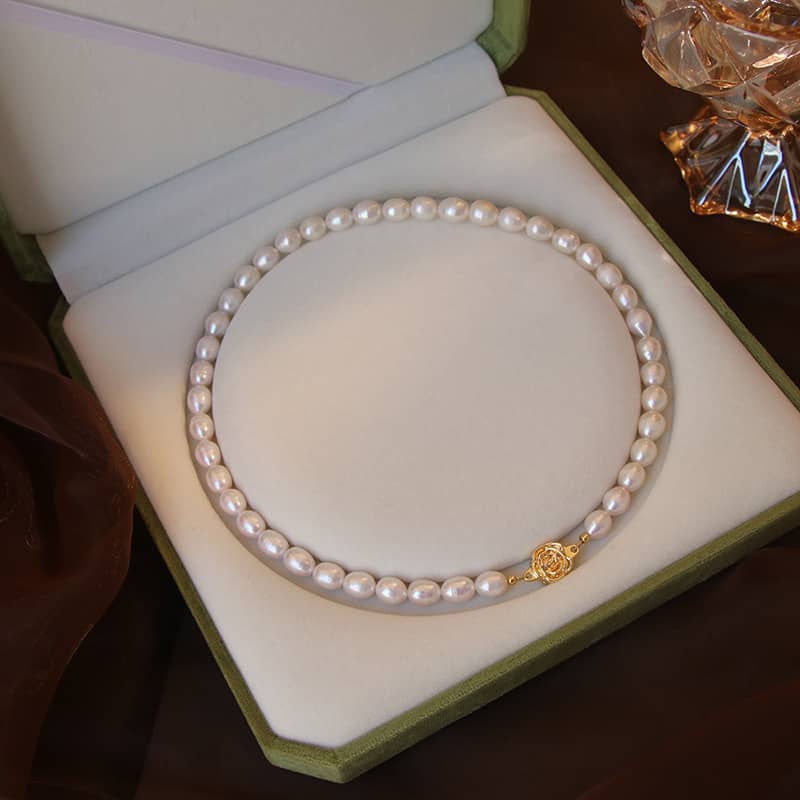 Trendy Handmade Baroque Freshwater Pearl Beads Necklace Gold Plated Rose Choker - main