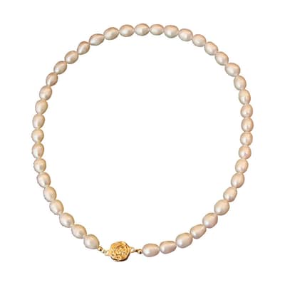 Trendy Handmade Baroque Freshwater Pearl Beads Necklace Gold Plated Rose Choker detail 2