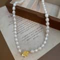 Trendy Handmade Baroque Freshwater Pearl Beads Necklace Gold Plated Rose Choker 4