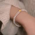Korean Natural Freshwater Baroque Pearl Beaded Bracelet Gold Plated Stainless Steel Heart Charm Bracelet 1