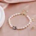 Cute Natural Shell Bracelet Freshwater Rice Shape Pearl Bracelet Bangle 2