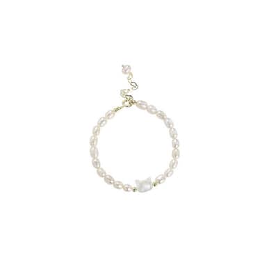 Cute Natural Shell Bracelet Freshwater Rice Shape Pearl Bracelet Bangle detail 4