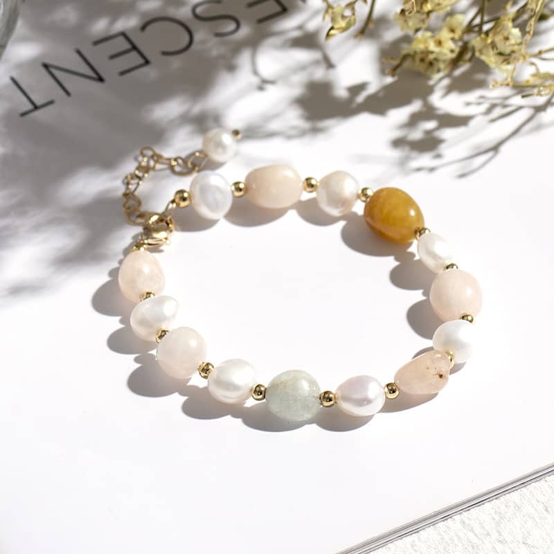 Gift Party Nature Lucky Bangle Gemstone Crystal Beads Freshwater Pearl Bracelet - main