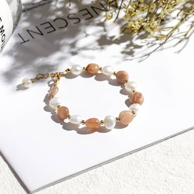 Gift Party Nature Lucky Bangle Gemstone Crystal Beads Freshwater Pearl Bracelet detail 2