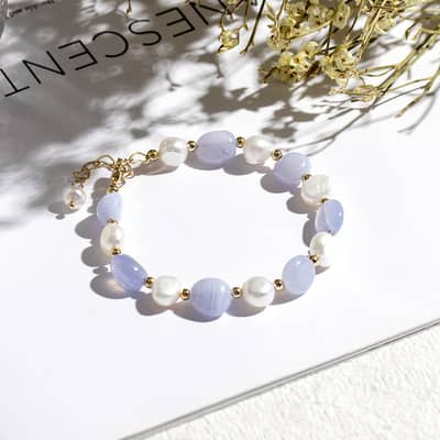 Gift Party Nature Lucky Bangle Gemstone Crystal Beads Freshwater Pearl Bracelet detail 3