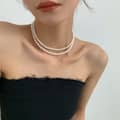Design Round Rice Shape Irregular Baroque Freshwater Pearl Beads Stainless Steel Necklace 2