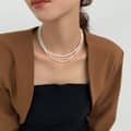 Design Round Rice Shape Irregular Baroque Freshwater Pearl Beads Stainless Steel Necklace 4