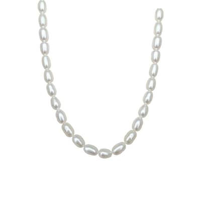 Design Round Rice Shape Irregular Baroque Freshwater Pearl Beads Stainless Steel Necklace detail 5