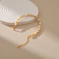 Trendy Handmade Adjustable Gold Plated Stainless Steel Natural Rice Shape Shell Beaded Bracelet 1