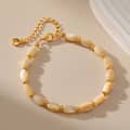 Trendy Handmade Adjustable Gold Plated Stainless Steel Natural Rice Shape Shell Beaded Bracelet 3