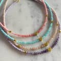 Heart Gemstone Beaded Necklace Natural Stone 18K Gold Plated Stainless Steel 1