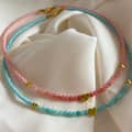 Heart Gemstone Beaded Necklace Natural Stone 18K Gold Plated Stainless Steel 3