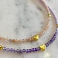 Heart Gemstone Beaded Necklace Natural Stone 18K Gold Plated Stainless Steel 4