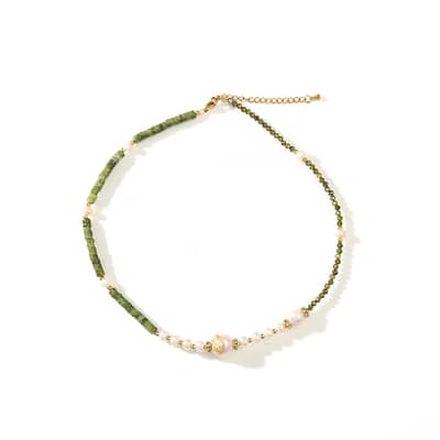 Natural Freshwater Baroque Pearl Retro Beaded Clavicle Chain Gold Foil Baroque Pearl Necklace detail 6