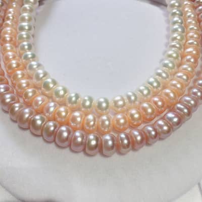 Elegant Natural Freshwater Pearl Necklace Bun Round Baroque Pearl Beaded detail 1