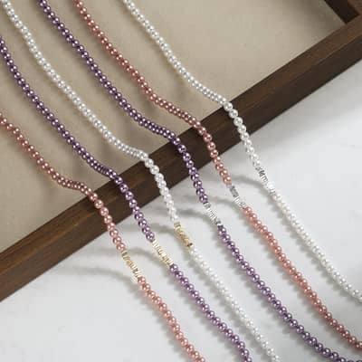 Wedding Pearl Chain 14K Gold Plated Vintage Choker Boho Round Beaded Shell Pearl Necklace detail 5
