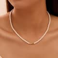 4mm Pearl Necklace Broken Silver Pendant Purple Shell Pearl Bead Chain 4