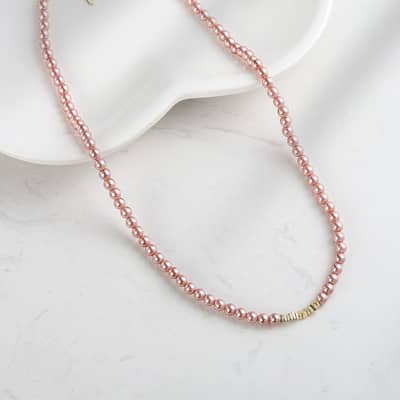 4mm Shell Pearl Bead White Pink Purple Round Pearl Choker Necklace detail 2
