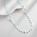 Bohemian Blue White Heart Shell Beaded Choker 925 Sterling Silver Necklace 1