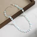 Bohemian Blue White Heart Shell Beaded Choker 925 Sterling Silver Necklace 2