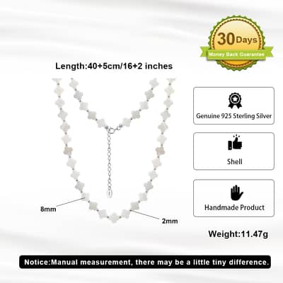 8mm Beaded Natural Shell Four-leaf Clover Necklace Black White Choker Boho detail 4