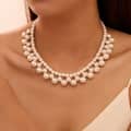 Multilayer Shell Pearl Necklace Handmade Braided Pearl Choker 1