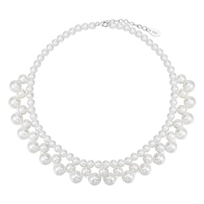 Multilayer Shell Pearl Necklace Handmade Braided Pearl Choker detail 5