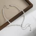 925 Sterling Silver Shell Pearl Necklace 14K Gold Plated Round Pearl Choker Y Shape 2