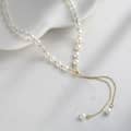 925 Sterling Silver Shell Pearl Necklace 14K Gold Plated Round Pearl Choker Y Shape 3