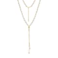 925 Sterling Silver Shell Pearl Necklace 14K Gold Plated Round Pearl Choker Y Shape 5