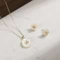 14K Gold Plated 925 Sterling Silver Chain Necklace Natural White Shell Flower Pendant 4