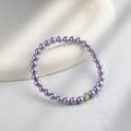 Simple 925 Sterling Silver 6mm Pink Purple Shell Pearl Beaded Bracelet, Daily Wear 3