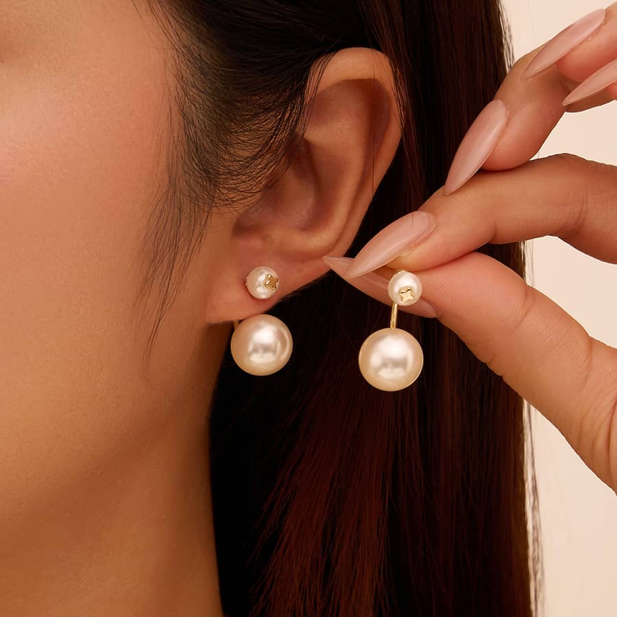 Light Luxury Freshwater Shell Pearl 925 Silver Stud Earrings - main