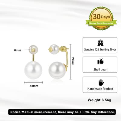 Light Luxury Freshwater Shell Pearl 925 Silver Stud Earrings detail 4