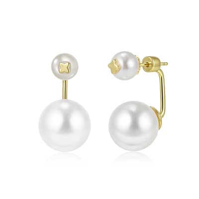 Light Luxury Freshwater Shell Pearl 925 Silver Stud Earrings detail 5