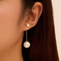 Classic Shell Pearl Long Snake Chain Tassel Earrings 925 Sterling Silver 2